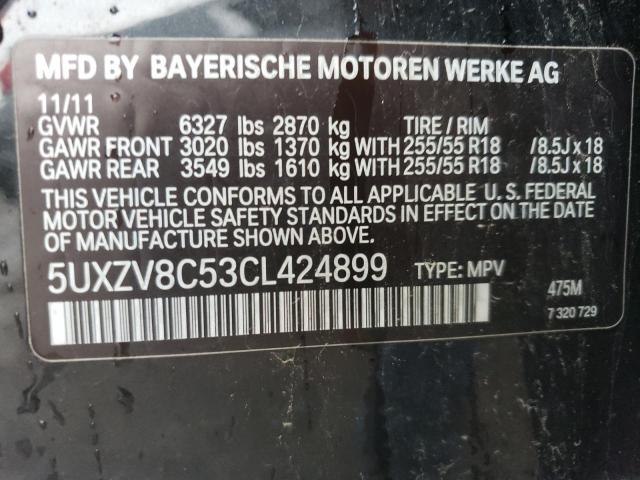 5UXZV8C53CL424899 - 2012 BMW X5 XDRIVE50I BLACK photo 13