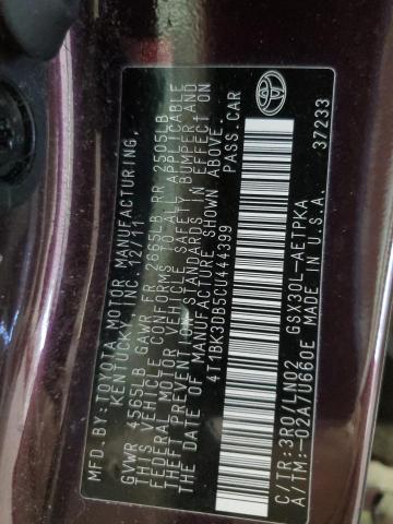 4T1BK3DB5CU444399 - 2012 TOYOTA AVALON BASE 勃艮第红 照片 13