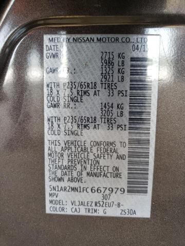 5N1AR2MN1FC667979 - 2015 NISSAN PATHFINDER S GRAY photo 13