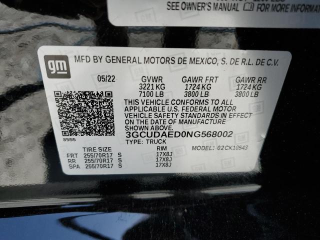 3GCUDAED0NG568002 - 2022 CHEVROLET SILVERADO K1500 BLACK photo 12