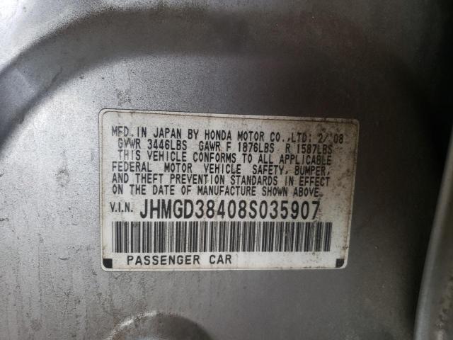 JHMGD38408S035907 - 2008 HONDA FIT SILVER photo 13