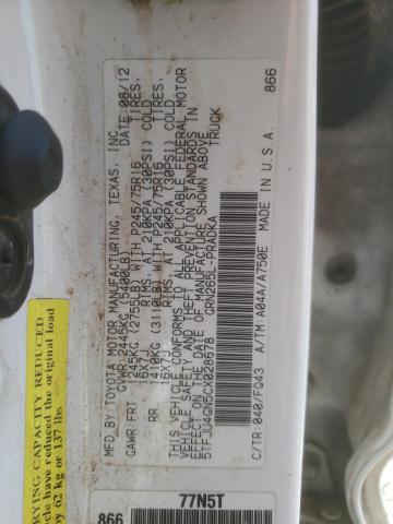 5TFJU4GN5CX028678 - 2012 TOYOTA TACOMA DOUBLE CAB PRERUNNER WHITE photo 12