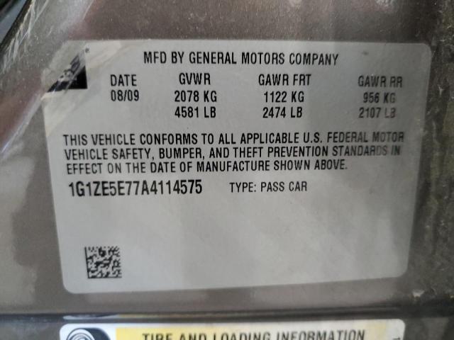 1G1ZE5E77A4114575 - 2010 CHEVROLET MALIBU LTZ ნაცრისფერი ფოტო 12