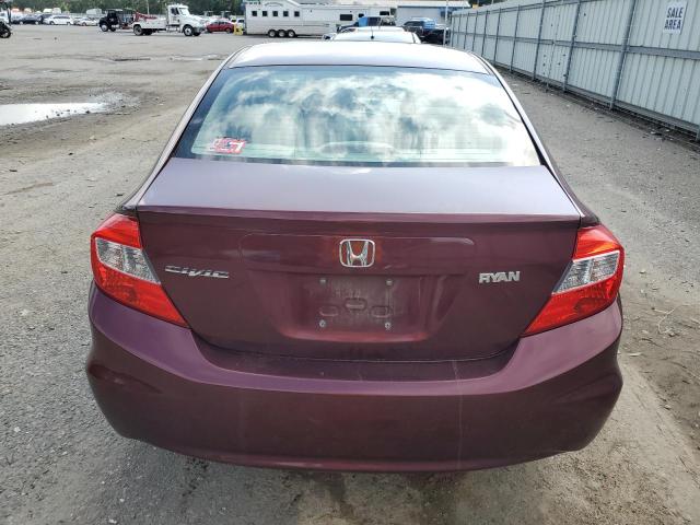 2HGFB2F54CH572712 - 2012 HONDA CIVIC LX BURGUNDY photo 6