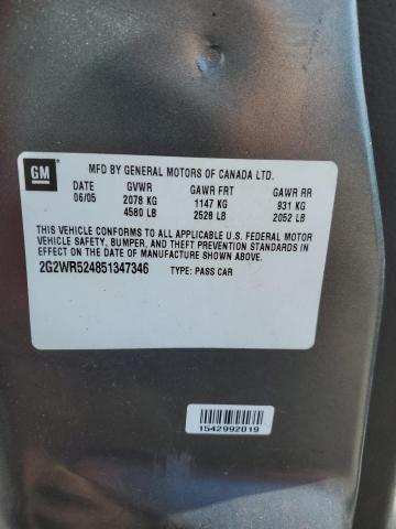 2G2WR524851347346 - 2005 PONTIAC GRAND PRIX GTP Boz foto 12