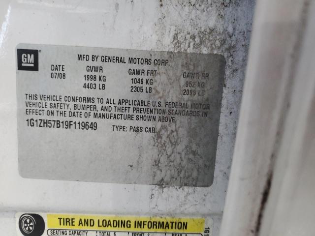 1G1ZH57B19F119649 - 2009 CHEVROLET MALIBU 1LT WHITE photo 12