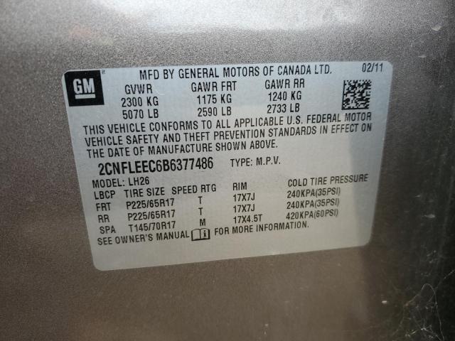 2CNFLEEC6B6377486 - 2011 CHEVROLET EQUINOX LT GRAY photo 13