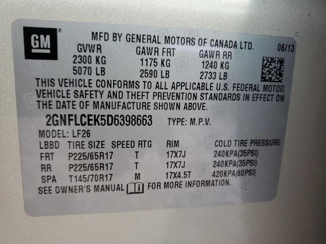 2GNFLCEK5D6398663 - 2013 CHEVROLET EQUINOX LS BEIGE photo 13