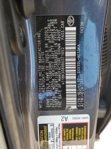 4T1BK3DB8BU371852 - 2011 TOYOTA AVALON BASE SILVER photo 12