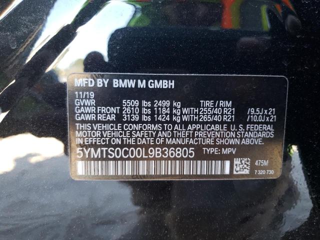 5YMTS0C00L9B36805 - 2020 BMW X3 M COMPETITION BLACK photo 13