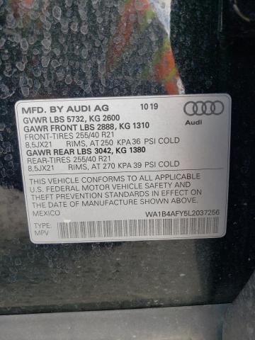 WA1B4AFY5L2037256 - 2020 AUDI SQ5 PREMIUM PLUS BLACK photo 12