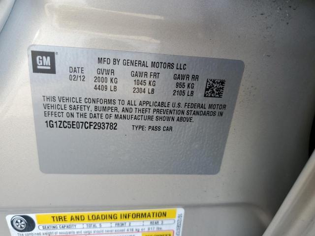 1G1ZC5E07CF293782 - 2012 CHEVROLET MALIBU 1LT BEIGE photo 12