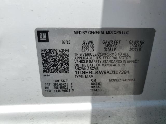 1GNERLKW9KJ117384 - 2019 CHEVROLET TRAVERSE LS WHITE photo 12