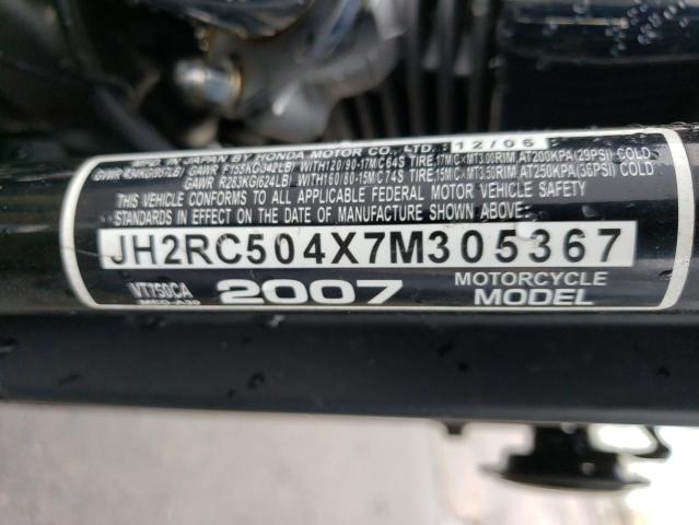 JH2RC504X7M305367 - 2007 HONDA VT750 SILVER photo 10