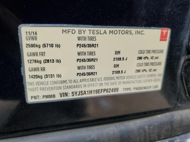 5YJSA1H19EFP62499 - 2014 TESLA MODEL S BLUE photo 12