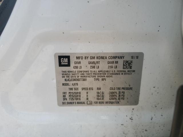 KL4CJCSM2KB773081 - 2019 BUICK ENCORE ESSENCE WHITE photo 12