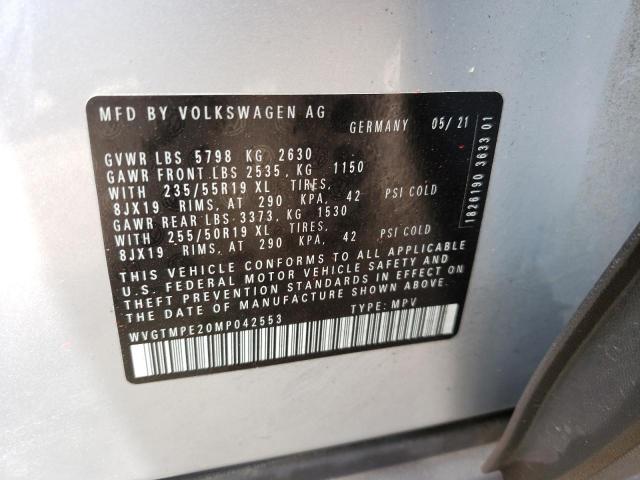 WVGTMPE20MP042553 - 2021 VOLKSWAGEN ID.4 PRO S ვერცხლისფერი ფოტო 12