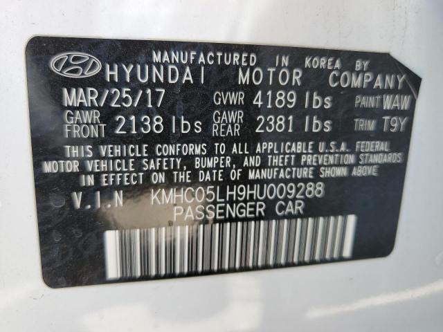 KMHC05LH9HU009288 - 2017 HYUNDAI IONIQ LIMITED WHITE photo 12