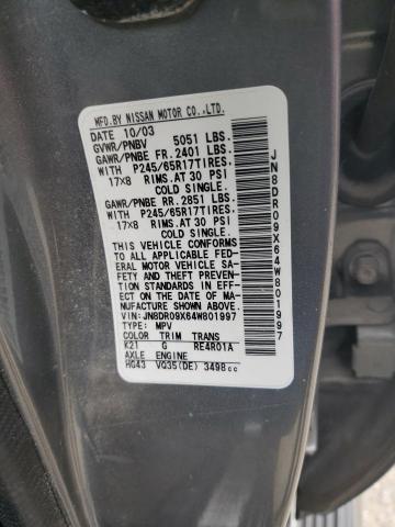 JN8DR09X64W801997 - 2004 NISSAN PATHFINDER LE 灰色 照片 13