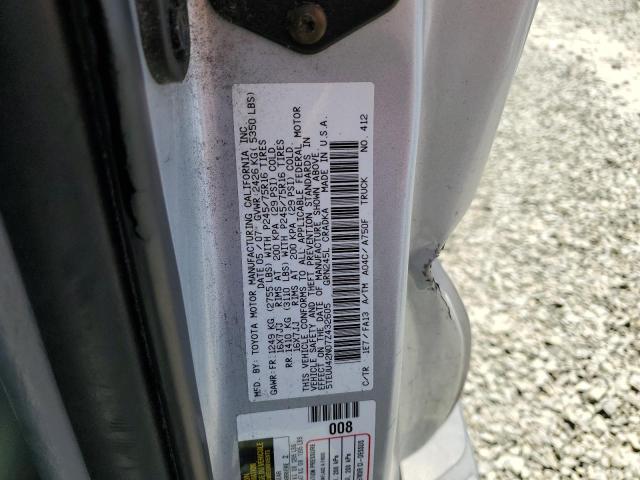 5TEUU42N07Z432605 - 2007 TOYOTA TACOMA ACCESS CAB ვერცხლისფერი ფოტო 12