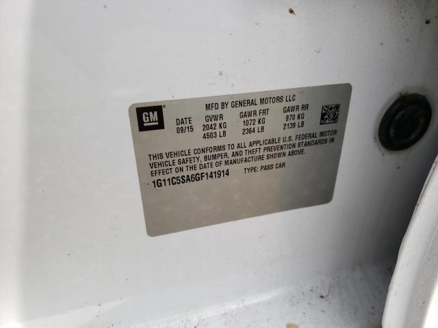 1G11C5SA6GF141914 - 2016 CHEVROLET MALIBU LIM LT თეთრი ფოტო 12