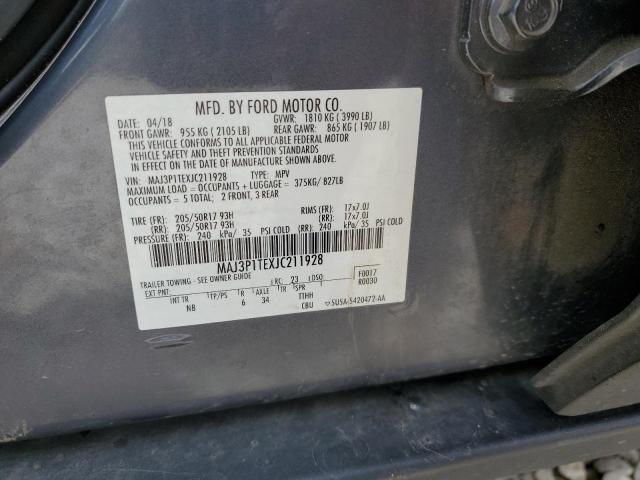 MAJ3P1TEXJC211928 - 2018 FORD ECOSPORT SE Gris foto 13