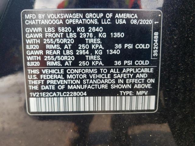 1V21E2CA7LC228004 - 2020 VOLKSWAGEN ATLAS CROS SE BLACK photo 14