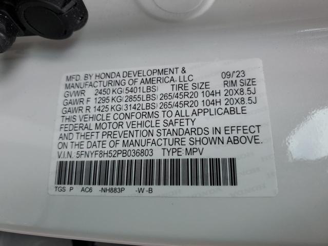 5FNYF8H52PB036803 - 2023 HONDA PASSPORT EXL Beyaz fotoğraf 13