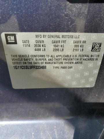 1G11C5SL9FF223488 - 2015 CHEVROLET MALIBU 1LT BLUE photo 12