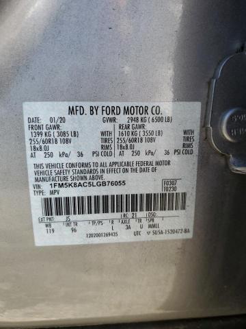 1FM5K8AC5LGB76055 - 2020 FORD EXPLORER POLICE INTERCEPTOR 银色 照片 13