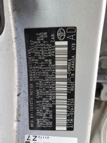 2T1KR32E97C673426 - 2007 TOYOTA COROLLA MA XR SILVER photo 12