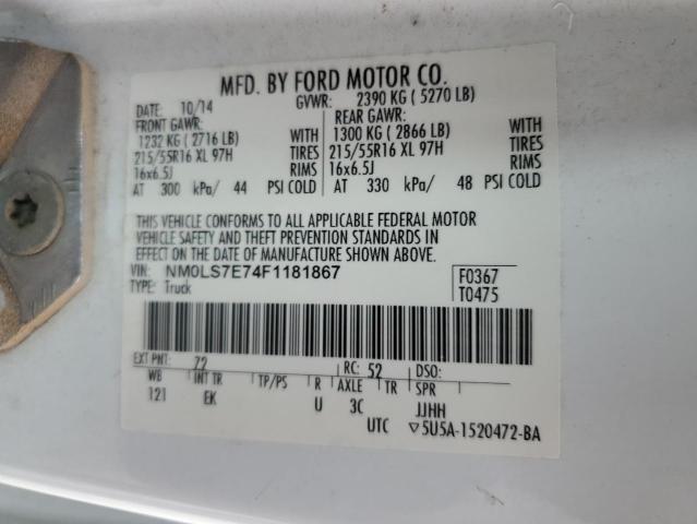 NM0LS7E74F1181867 - 2015 FORD TRANSIT CO XL თეთრი ფოტო 13