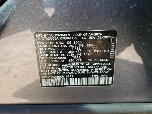 1V2JR2CA9RC516717 - 2024 VOLKSWAGEN ATLAS SE ნაცრისფერი ფოტო 13