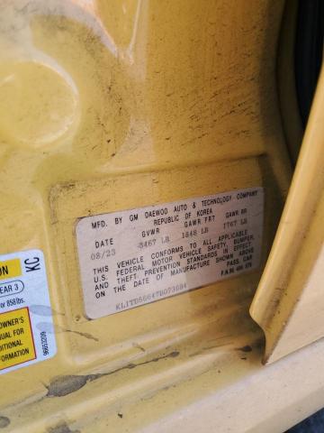 KL1TD56647B073694 - 2007 CHEVROLET AVEO BASE 黄色 照片 12