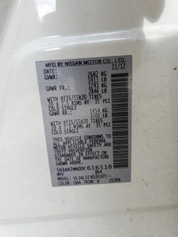 5N1AR2MN0DC616518 - 2013 NISSAN PATHFINDER S WHITE photo 13