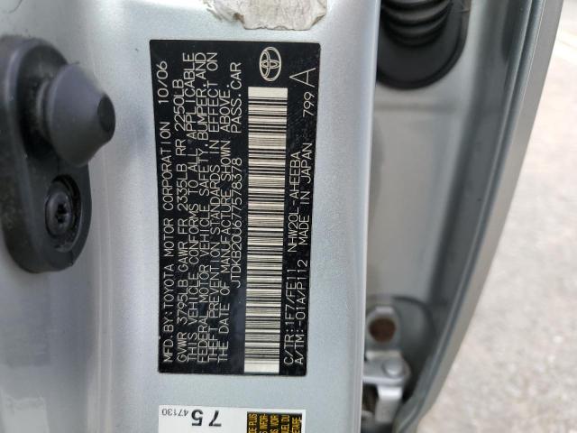 JTDKB20U677578378 - 2007 TOYOTA PRIUS SILVER photo 12