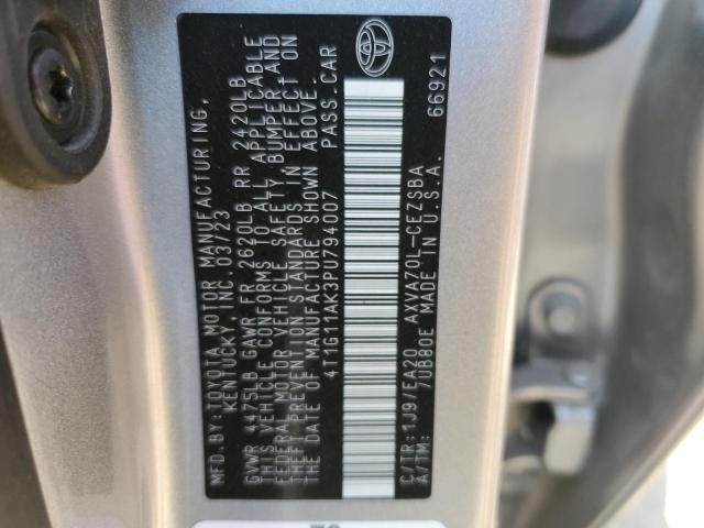 4T1G11AK3PU794007 - 2023 TOYOTA CAMRY SE NIGHT SHADE SILVER photo 12