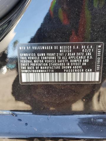 3VWC57BU8MM047719 - 2021 VOLKSWAGEN JETTA S BLACK photo 12