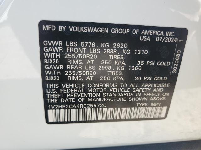 1V2HE2CA4RC255720 - 2024 VOLKSWAGEN ATLAS CROS SE WHITE photo 13