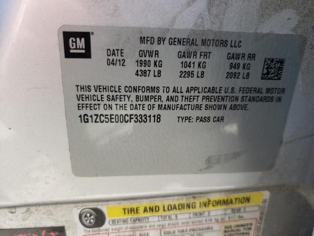 1G1ZC5E00CF333118 - 2012 CHEVROLET MALIBU 1LT SILVER photo 13