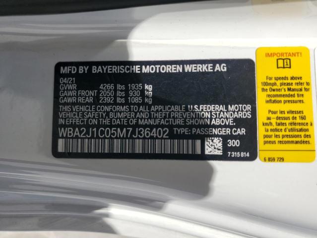 WBA2J1C05M7J36402 - 2021 BMW 230I WHITE photo 13
