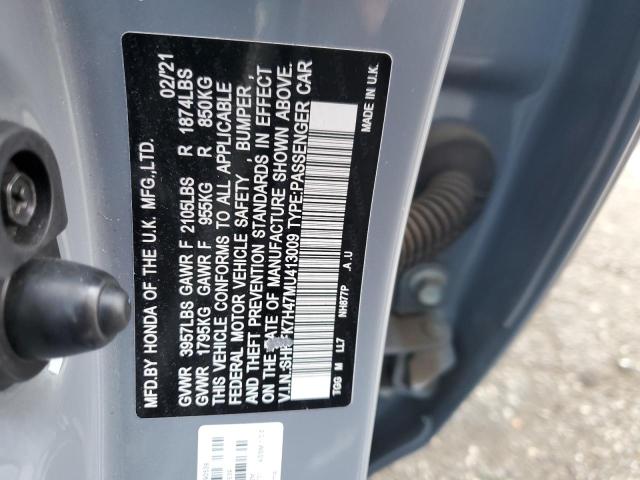 SHHFK7H47MU413009 - 2021 HONDA CIVIC SPORT 灰色 照片 12