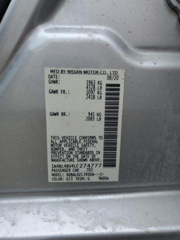 1N4BL4BV4LC274777 - 2020 NISSAN ALTIMA S SILVER photo 12