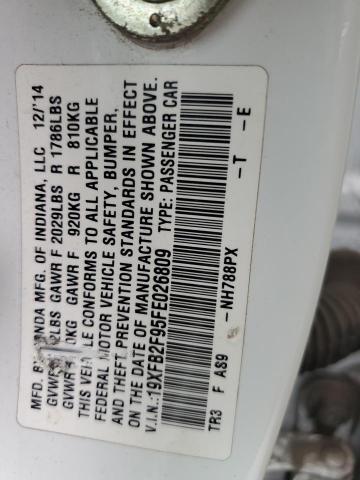 19XFB2F95FE026809 - 2015 HONDA CIVIC EXL 白色 照片 13