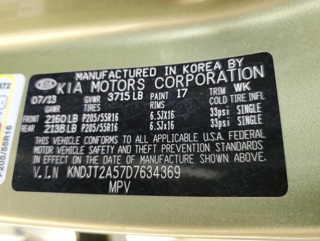 KNDJT2A57D7634369 - 2013 KIA SOUL GREEN photo 12