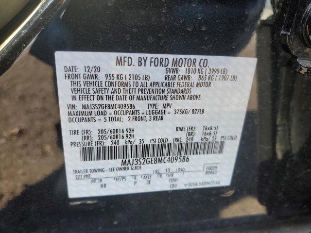 MAJ3S2GE8MC409586 - 2021 FORD ECOSPORT SE BLACK photo 13