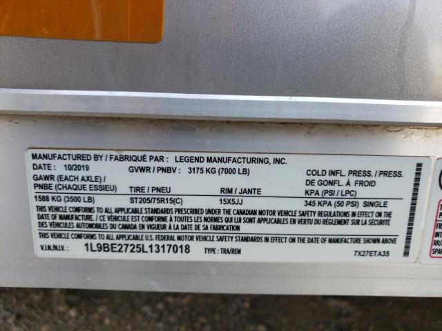 1L9BE2725L1317018 - 2020 LEGE TRAILER GRAY photo 10