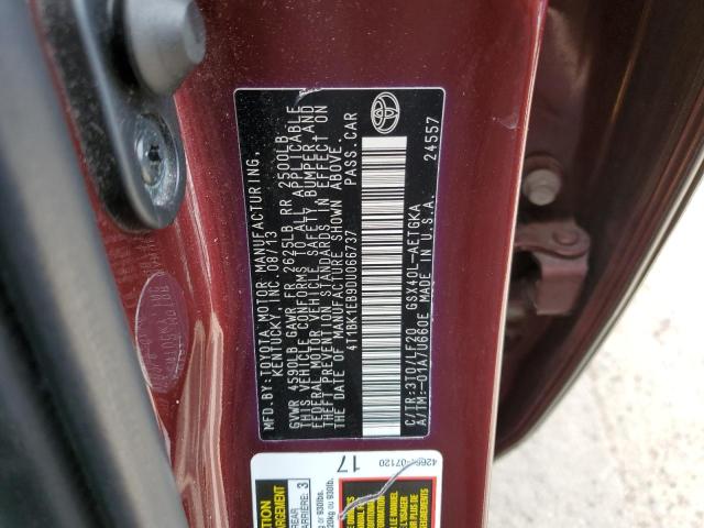 4T1BK1EB9DU066737 - 2013 TOYOTA AVALON BASE Bordo foto 12