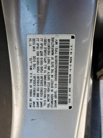 SHSRD68454U208378 - 2004 HONDA CR-V LX SILVER photo 13