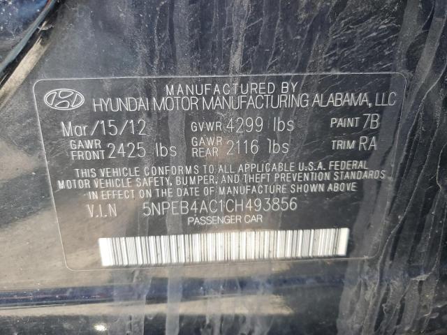 5NPEB4AC1CH493856 - 2012 HYUNDAI SONATA GLS BLACK photo 12